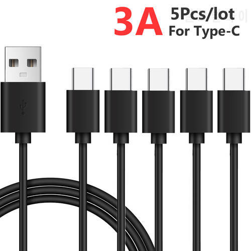 5Pcs/lot Type C 3A Phone Cable For Samsung Galaxy S21 FE S20 Ultra A72 A52 A32 A22 A12 F22 5G Fast Charging USB C Charger Cable