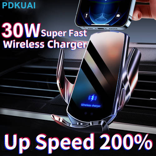 30W Car Wireless Charger Automatic Magnetic Chargers Mount Phone Holder Air Vent for iPhone 14 13 12 11 8 Samsung Fast Charging