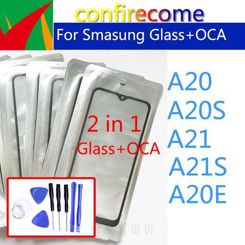 Front Glass Lens With OCA Glue For Samsung Galaxy A20 A20s A21 A21S A20E Screen Touch Panel Replacement