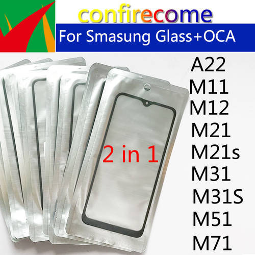 10Pcs\Lot For Samsung A22 M11 M12 M21 M21s M31 M31S M51 M71 LCD Front Touch Screen Lens Glass with OCA Glue Replacement