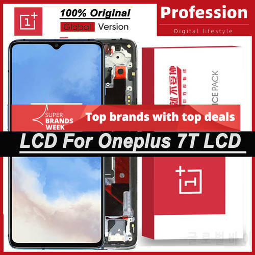 100% Original 6.55&39&39 AMOLED Display for OnePlus 7T 1+7T Full LCD Touch Screen Digitizer Assembly Repair Parts with Service Pack