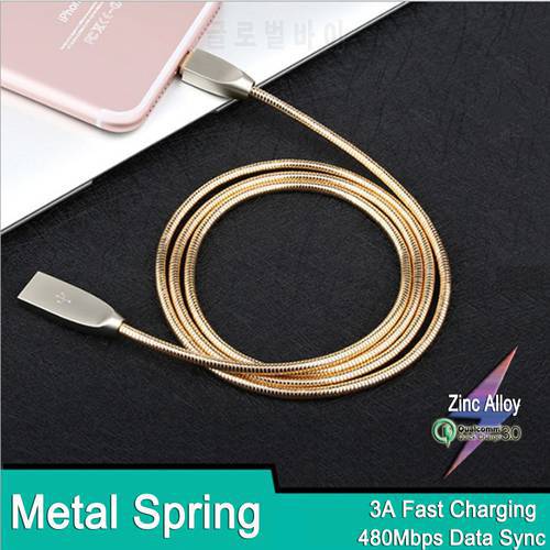 BAECOAR Zinc Alloy 3A USB Type C Cable Micro USB Charger Wire Metal Spring for iPhone Samsung Huawei Xiaomi Fast Charging Cord