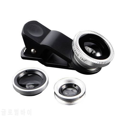 4 In 1 HD Ultra Wide Angle Mobile Lens with Selfie Ring Lamp Upgrade Len Light Portable Universal Macro Fish Eye Fill Light