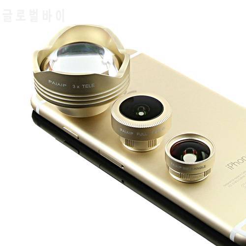 PAIAIP 4 in 1 Phone Lens Kit 3X Telephoto + Wide Angle + Macro +Fisheye Lens