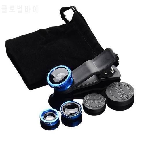 3 in 1 Fish Eye+Wide Angle+Macro Clip On Camera Lens Set for Mobile Phone Tablet Phone Camera Accessories