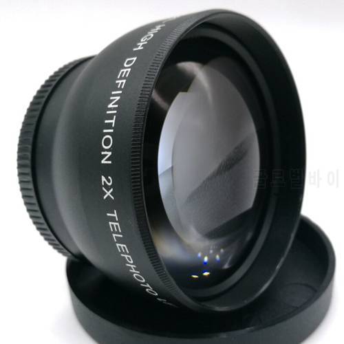 52Mm 2X Magnification Telephoto Lens For Nikon AF-S 18-55Mm 55-200Mm Lens Camera Black