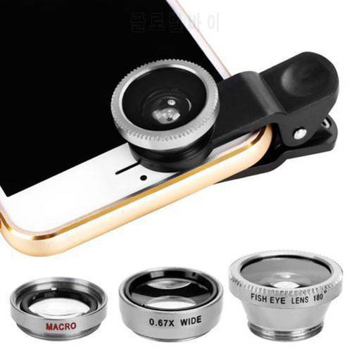 3 in 1 Mobile Phone Camera Fish Eye Macro Super Wide Angle Lens Kit with Clip