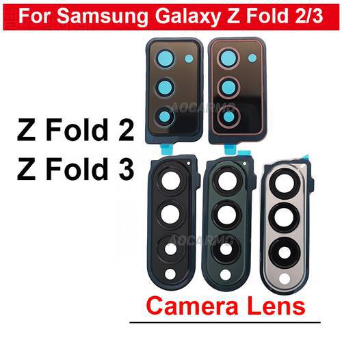 For Samsung Galaxy Z Fold 2 3 Fold2 fold3 Rear Back Camera Lens With Frame Replacement Part Black Silver W22 F926 W21 F9160