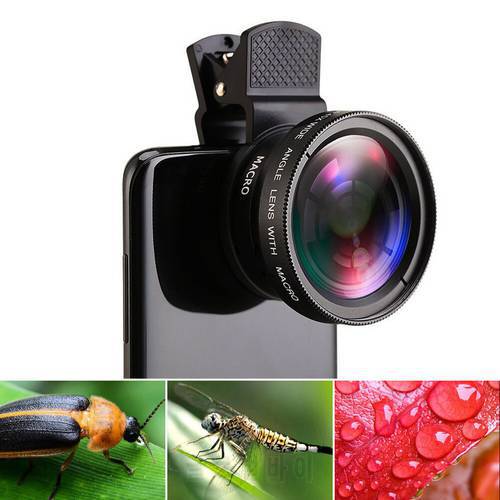 2 IN 1 Mobile Phone Lens 0.45x 12.5X 49UV Wide-Angle Macro HD Camera Lens Universal Clip 37mm For iPhone Huawei Xiaomi Samsung