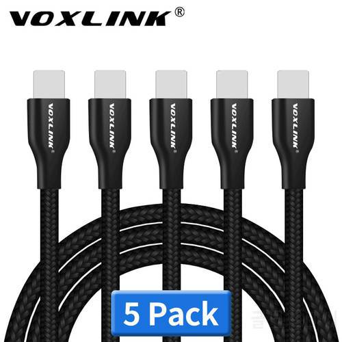VOXLINK USB Cable 5Pack Nylon Braided for iphone X XS XR Fast Charging Sync Data 2.4A For iphone xs max 8 8Plus 7 6s ipad mini