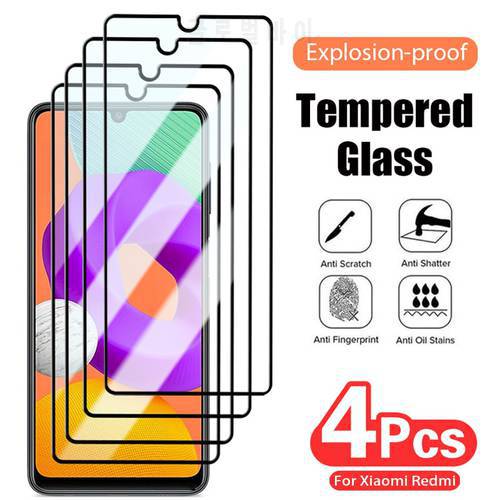 4Pcs Full Tempered Glass For Xiaomi Redmi Note 10 9 8 7 11 Pro Screen Protector For Poco X3 X4 Pro NFC F3 Protective Glass Film