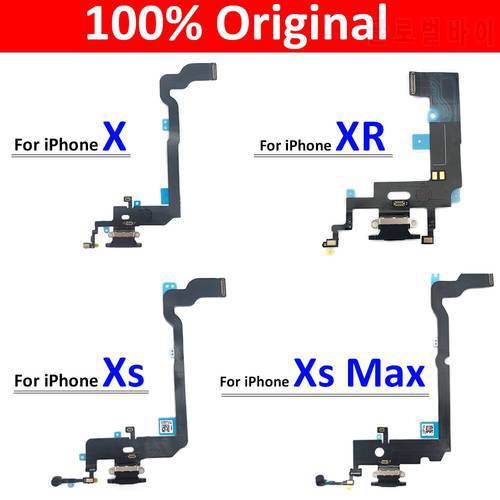 For iPhone X XR XS Max Dock Connector Micro USB Charger Charging Board Port Flex Cable Microphone Board With LOGO
