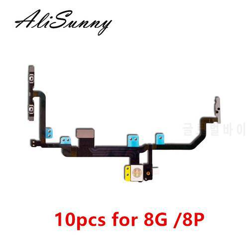 AliSunny 10pcs Power Volume Flex Cable for iPhone 8 Plus 8G 8P X XS 11 12 Light Flash On Off Switch Control Metal Bracket Part