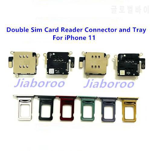 Dual Sim Card Reader connector Ribbon Flex Cable with Sim Card Tray Slot Holder For iPhone 11