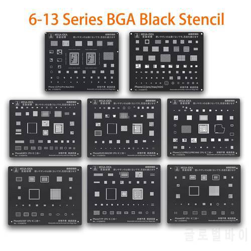 Black Steel BGA Reballing Stencil for iPhone 13 12 11 Pro MAX XS XR X 8P 8 7P 7 6S 6 CPU IC Chip Tin Planting Soldering Net