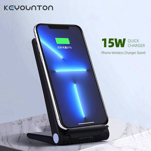 15W Wireless Charger Stand Pad For iPhone 14 13 12 11 XS Pro Max Samsung S21 S20 S8 S9 Xiaomi Fast Charging Station Phone Holder