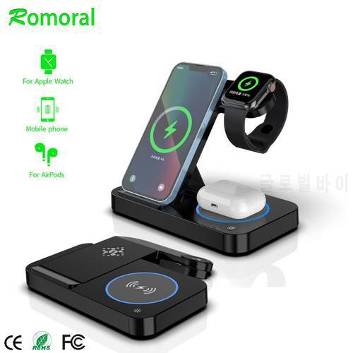 Qi Fast Wireless Charger Stand For iPhone 13 12 11 Apple Watch 7 SE 6 5 Foldable Charger Dock Station for Airpods Pro iWatch