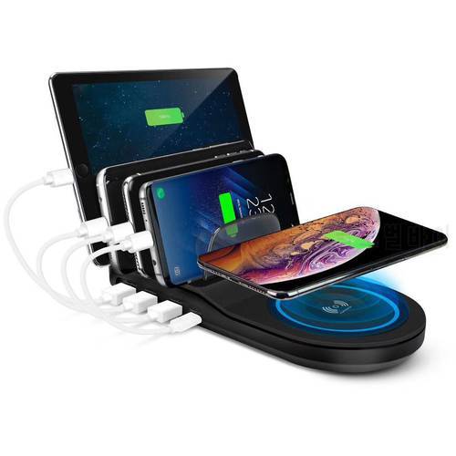 4 Port Desktop Wireless Charger Station for iphone Ipad Tablets Suitable for All Smart Phone Charging