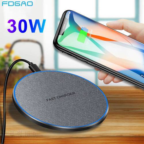 FDGAO 30W Wireless Charger For iPhone 14 13 12 11 Pro Max XS XR X 8 Airpods 3 Induction Fast Charging Pad for Samsung S22 S21