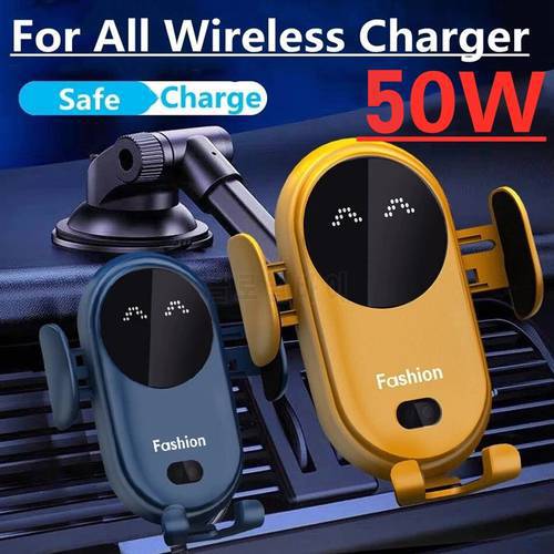 50W Car Wireless Charger Car Phone Holder for iPhone 13 12Pro Max 11 11Pro X XR XSMAX 8 7 Plus Intelligent Infrared Phone Holder