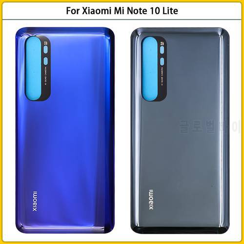 New For Xiaomi Mi Note 10 Lite Battery Back Cover Rear Door 3D Glass Panel Mi Note10 Lite Battery Housing Case Adhesive Replace