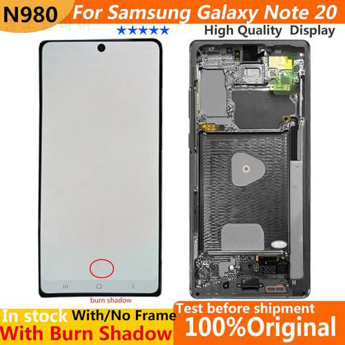 Super AMOLED Frontal Note20 Original LCD For Samsung Galaxy Note 20 Display With Frame 100%Original N980F LCD Touch Screen Part