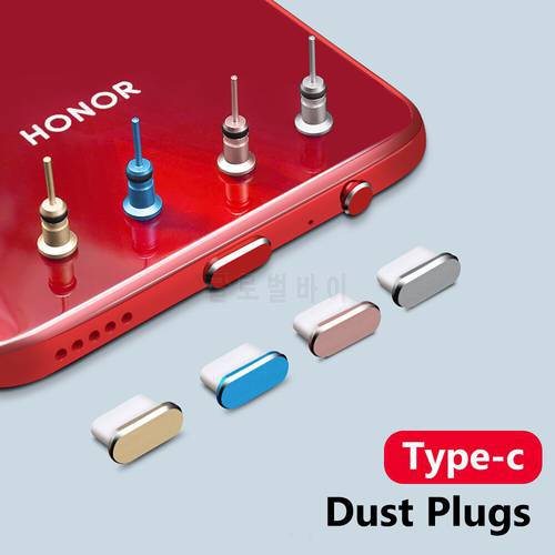 2pcs/Set Type-C Mobile phons Accessories Colorful Metal Anti Dust Charger Dock Plug Stopper Cap Cover For Huawei Xiaomi