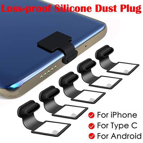 Loss-proof Silicone Phone Dust Plug Mirco USB Charging Port Protector Dustproof Cover for iphone Charging Port Type-C Dust Plug