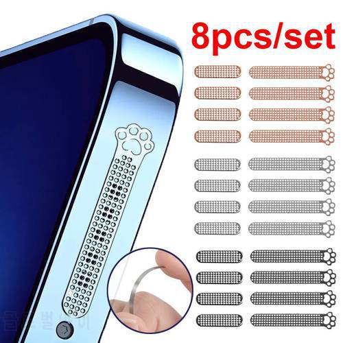 8pcs Phone Dustproof Net Stickers Cat Paw Styling Earpiece Speaker Hole Anti-Dust Metal Mesh Dust Cover for Iphone 12 13 Pro Max
