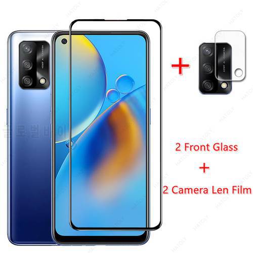 2PCS For OPPO A74 Glass for OPPO A74 4G Tempered Glass Film Screen Protector HD Camera Len Film for OPPO A74 5G