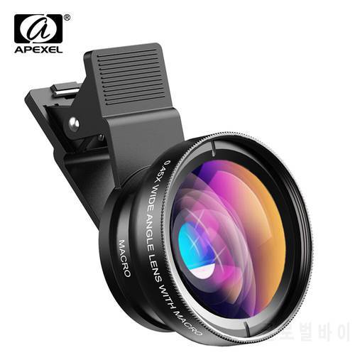 APEXEL Professional 2 IN 1Phone camera lens Kit Photo Wide Angle Lens & Macro Micro Lenses For Samsung iPhone all smartphones