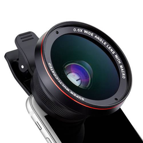 0.6X Wide-angle Lens Mobile Phone Lens Wide-angle Macro 2 In 1 58MM Caliber 4K HD Distortion-free Wide Angle