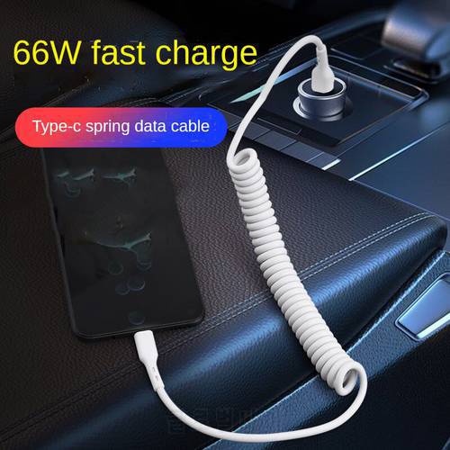 Stretchable 66W 6A Type C Charge Cable for Huawei Mate 40 Pro Fast Charging Micro USB Type-C Data Cable for iPhone 13 12 11 Pro