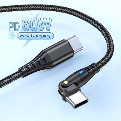 180 Rotate USB C to USB C Type C Cable 3A Fast Charging Cable For Huawei Xiaomi Mobile Phone PD 60W USB C Charger Data Cord