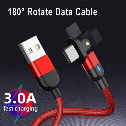 180° Rotate USB Type-C Cable QC 3.0 Fast Charging For Samsung M32 A22 A32 A52 A72 A12 5G A21S A51 A71 Phone Charger USB C Cable
