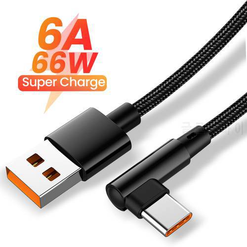 USB Type C Cable 6A 66W For Huawei Mate 40 Pro Fast Charging USB C Charger Cable Data Cord for Xiaomi Samsung OPPO 1/1.5/2M