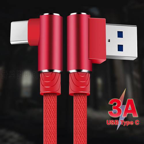 90 Degree 1 2 3 M USB Type C Cable For Samsung S10 S9 S8 Huawei Fast Charging Mobile Phone Charger Wire USB C Cables Data Cord