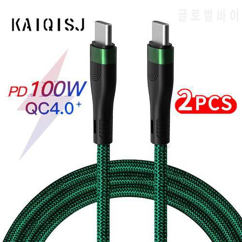 KAIQISJ 2PCS USB C to USB Type C Cable for MacBook Pro Quick Charge 3.0 100W PD Fast Charging for Samsung Xiaomi mi Charge Cable