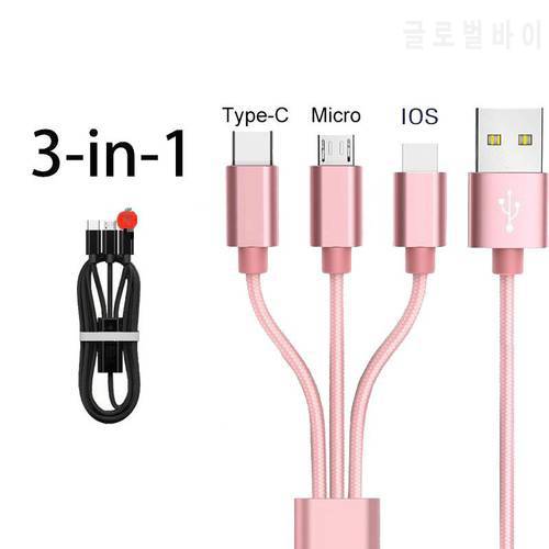 3 in 1 USB Type C Cable for iPhone 13 12 11 Pro XS XR Fast Charger Cable Micro USB Cable for Huawei Honor Samsung Xiaomi Android