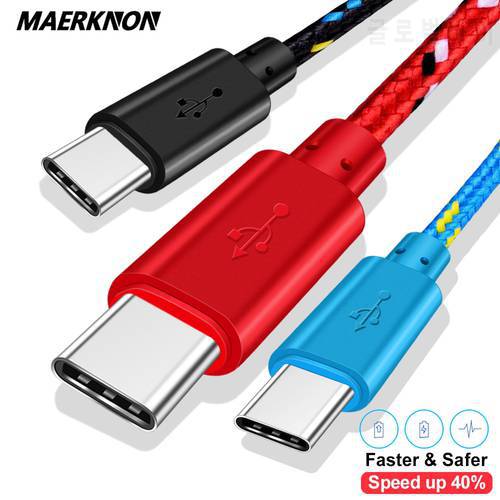 USB Type C Cable Fast Charging Data Cord Nylon Braided Cables For Samsung Huawei Xiaomi Redmi Mobile Phone Charging Type-C Cable