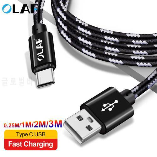 OLAF USB Type C Fast Charging USB C Cable Type-C 2.1 Data Cord USB Phone Charger Cables For Samsung S9 S8 Note 9 8 pocophone F1