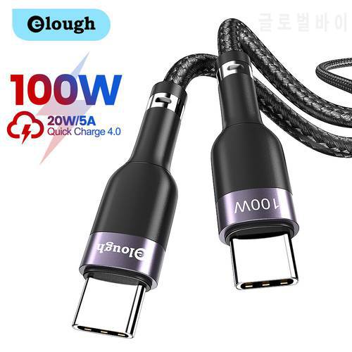 Elough USB C To USB Type C Cable 100W 60W Quick Charge For Macbook iPad Fast Charging PD Cable Type C For Xiaomi Poco F3 X3 Wire