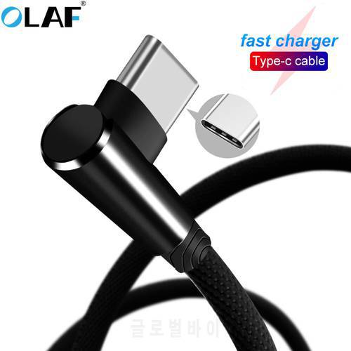 Olaf USB Type C Fast Charging 90 Degree usb c cable Type-c data Cord USB Charger cable For Samsung S9 S8 Note 8 Xiaomi Huawei