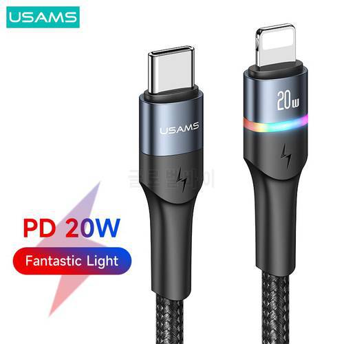 USAMS U76 PD 20W Fantastic Light Cable Fast Charge Data Lightning Cable For iPhone 14 13 12 11 Mini Pro Max X Xr Xs 8 Plus