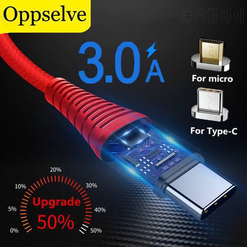 Oppselve Type C Cable 3.0A Micro USB for Samsung LG HTC Tablet Android Fast Charger Mobile Phone micro Cable Charging Cord 1M 2M