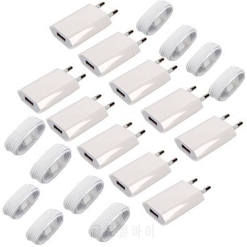 10 Pcs USB Cable and Wall Travel Charger Power Adapter 1M 8PIN Data Charging Cable for iPhone 5 5s 6 7 8 12 Pro 11 XS MAX XR X