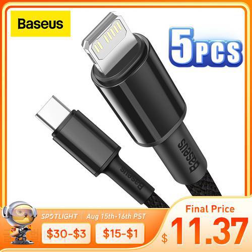Baseus 2PCS/5PCS 20W USB Type C to Lightning Cable for iPhone 14 13 12 11 Pro Max PD Fast Charging for iPhone Charger Cable