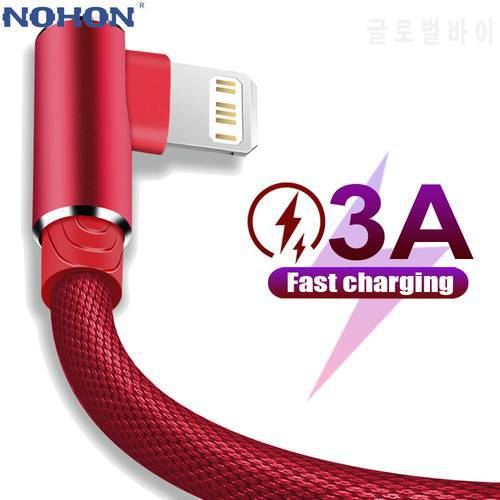 90 Degree USB Cable For iPhone 13 12 11 Pro Max X XR 6 7 8 Plus SE iPad Cell Phone Long 2m 3m Fast Charge Cord Data Charger Wire