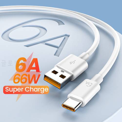 6A 66W USB Type C Super-Fast Cable For Huawei Mate 40 50 Xiaomi 11 10 Pro OPPO R17 Fast Charging USB-C Charger Cable Data Cord