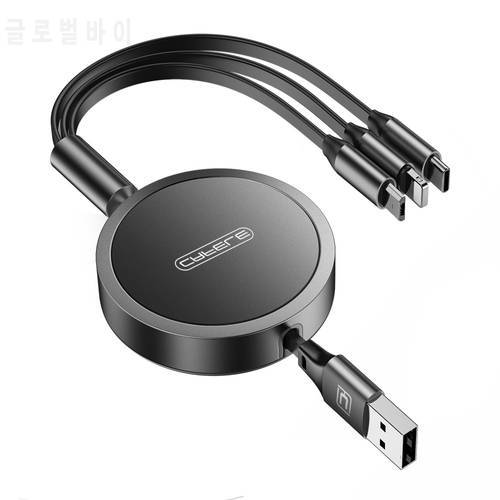 Cafele 5A 3in1 Usb C Cable For iPhone 12 11 Pro Max Retractable Micro Type C Phone Charger Cable For Xiaomi Phone Charging Cord